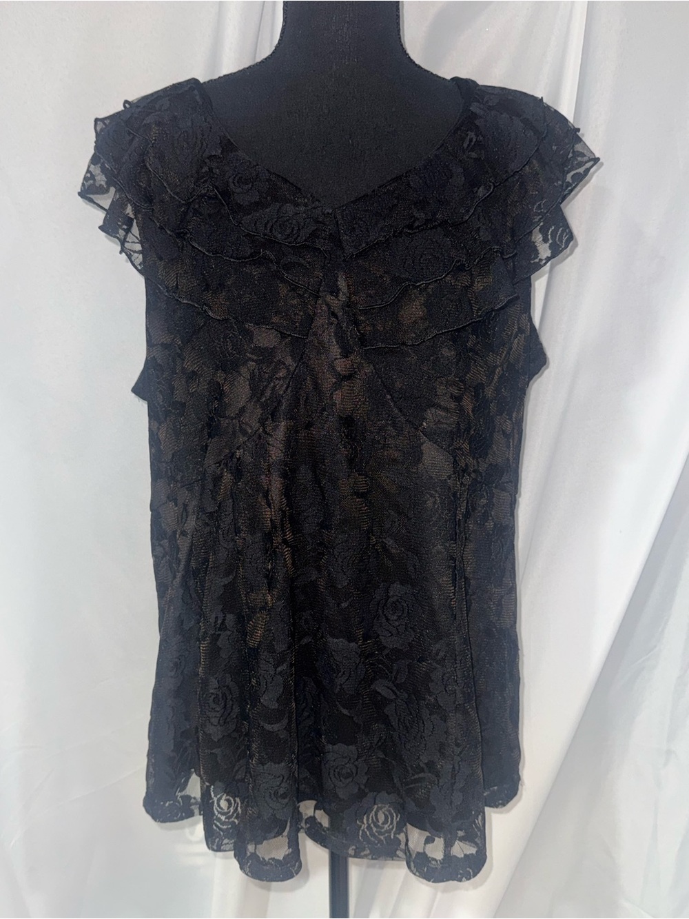 Black Lace Ruffle Sleeve Blouse - Elegant Women's Top